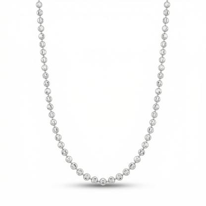 Moon Cut Beaded Chain – White Gold Silver