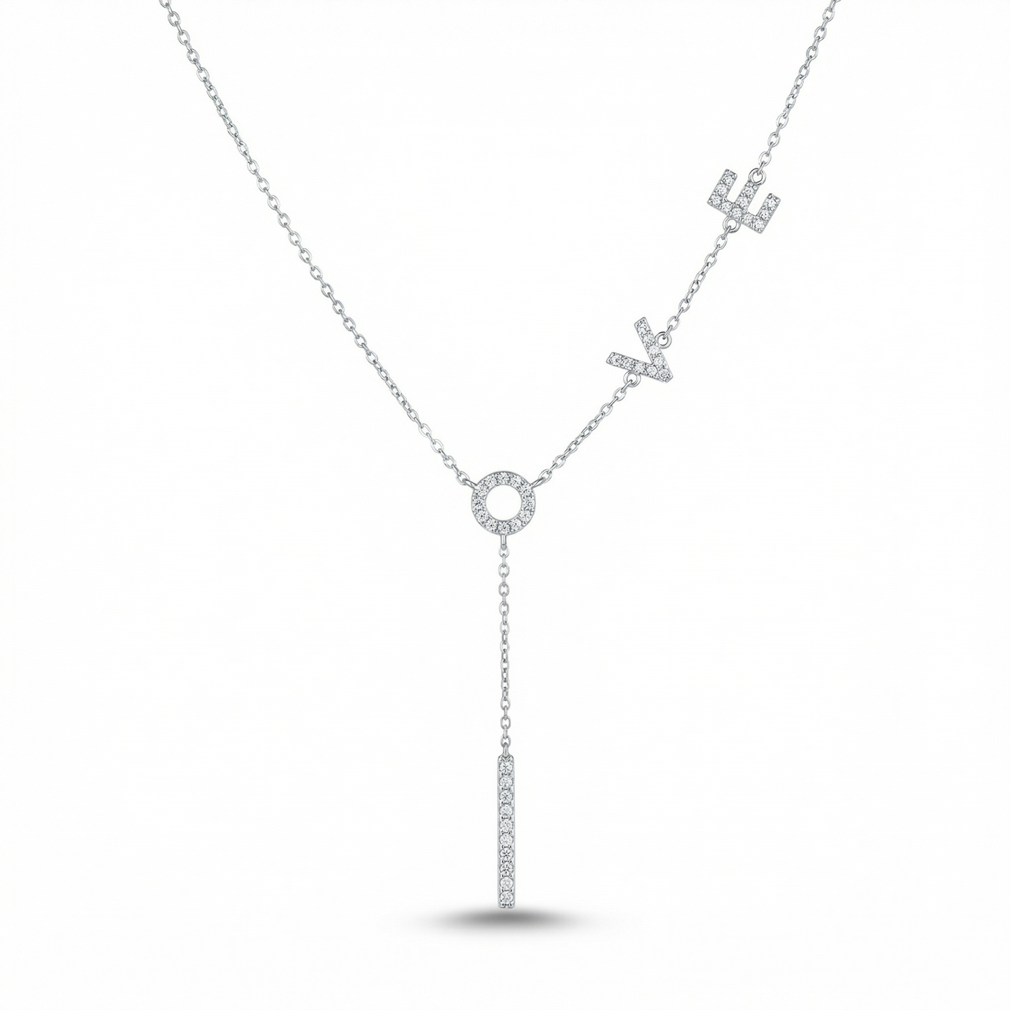NYC LOVE Drop Necklace – Moissanite Silver