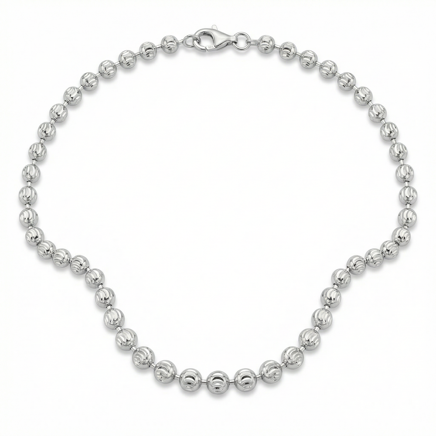 Moon Cut Beaded Chain – White Gold Silver