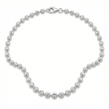 Moon Cut Beaded Chain – White Gold Silver