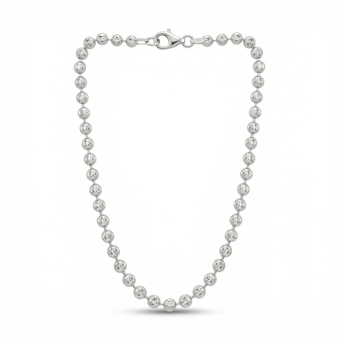 Moon Cut Beaded Chain – White Gold Silver