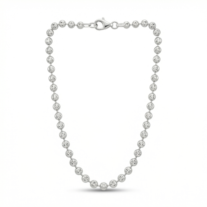 Moon Cut Beaded Chain – White Gold Silver