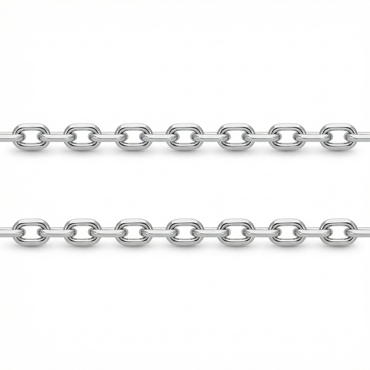 Diamond Cut Cable Chain – White Gold Silver