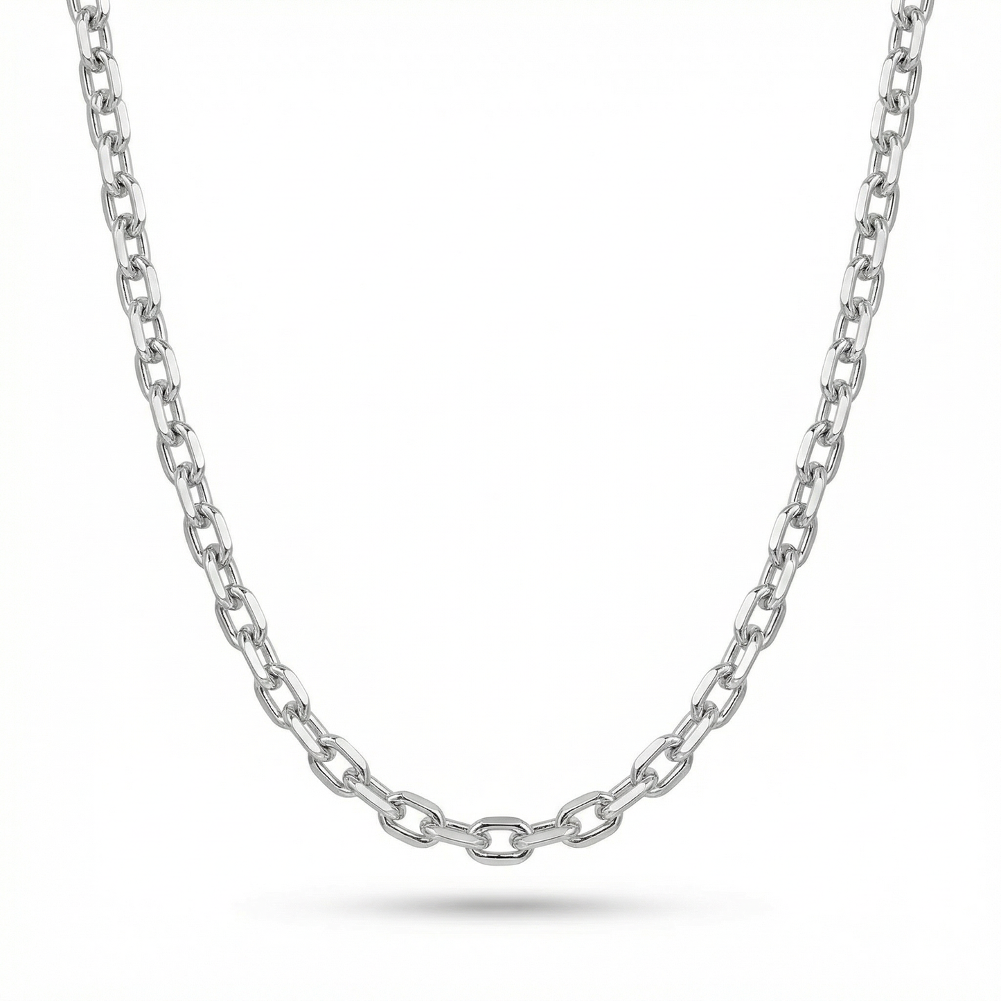 Diamond Cut Cable Chain – White Gold Silver