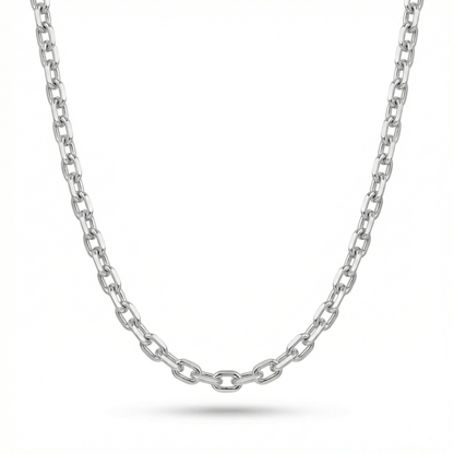 Diamond Cut Cable Chain – White Gold Silver