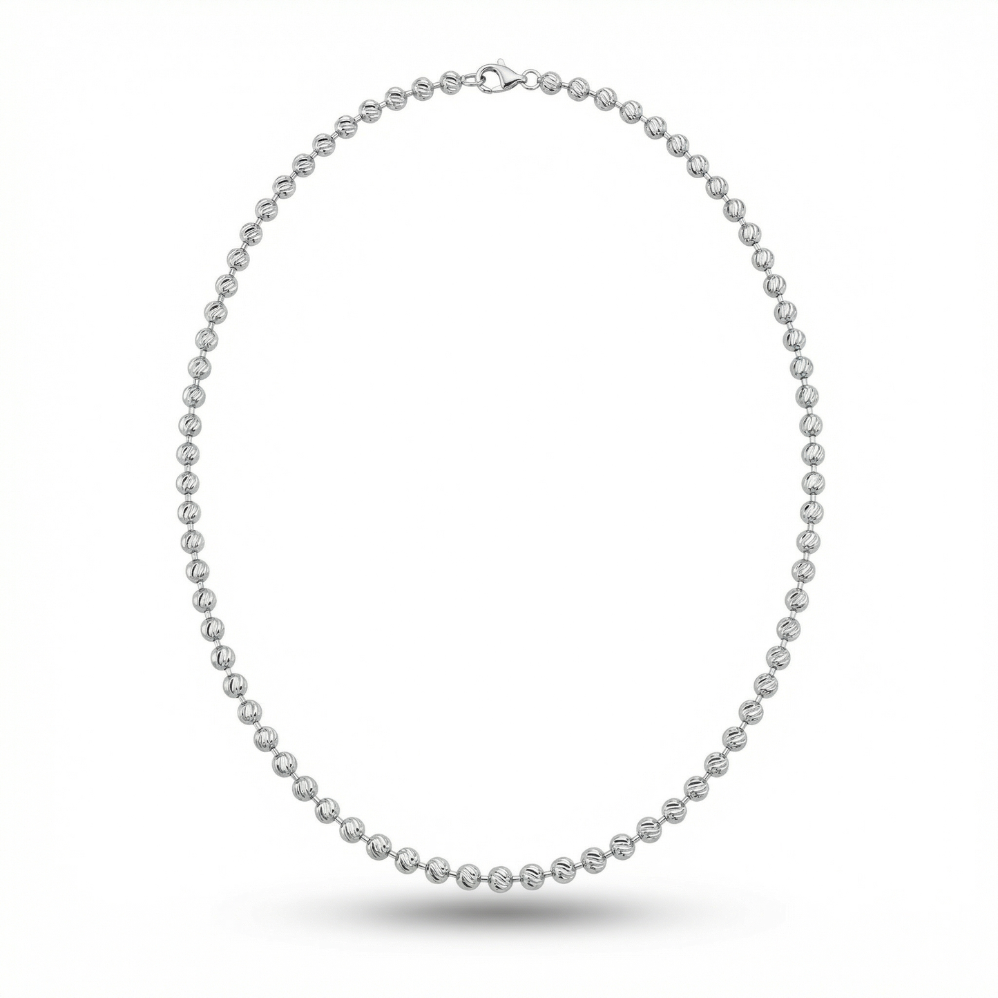 Moon Cut Beaded Chain – White Gold Silver