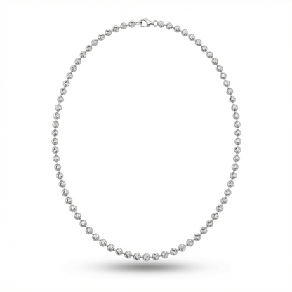 Moon Cut Beaded Chain – White Gold Silver