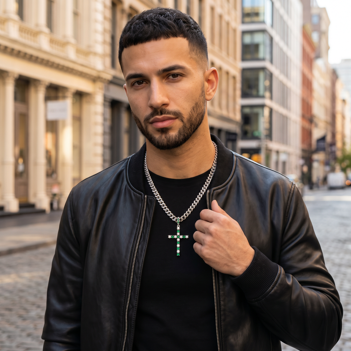 Manhattan Emerald Cross Pendant