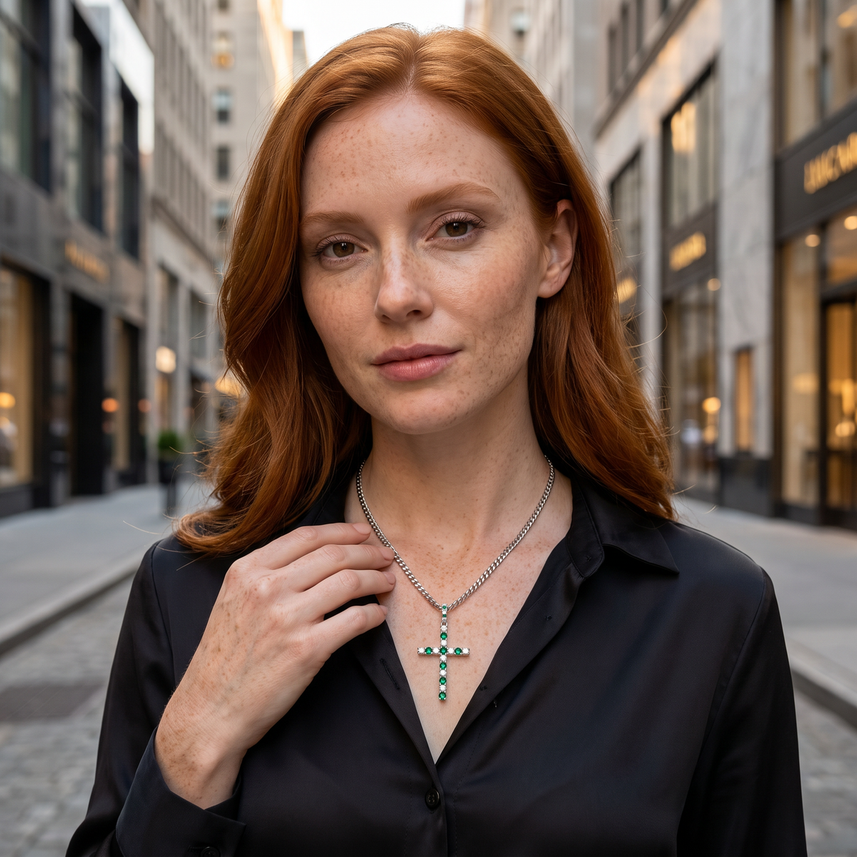 Manhattan Emerald Cross Pendant