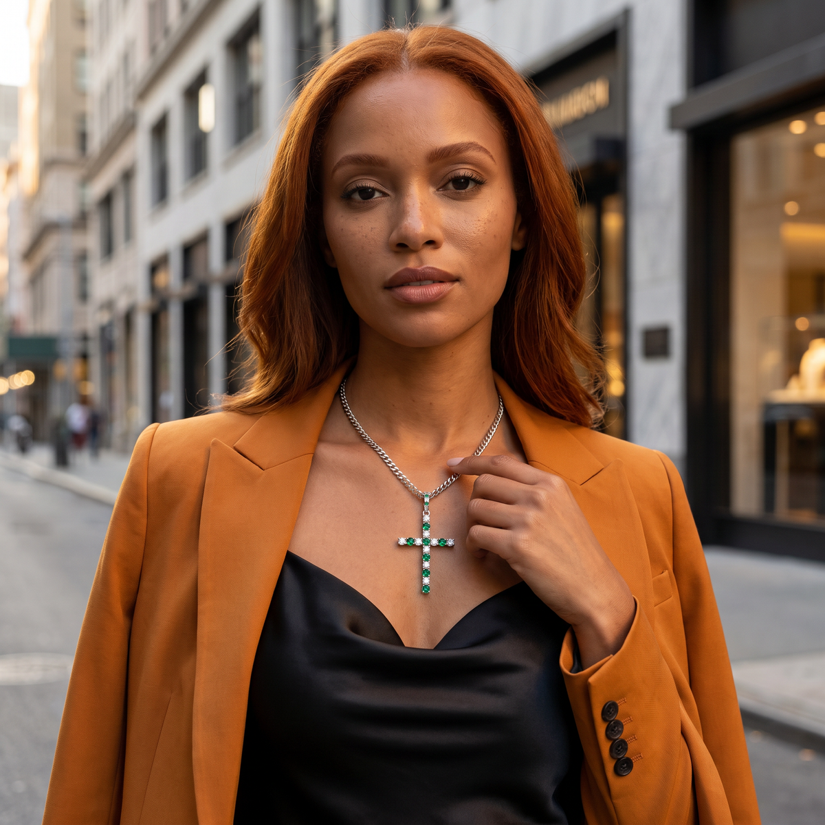 Manhattan Emerald Cross Pendant